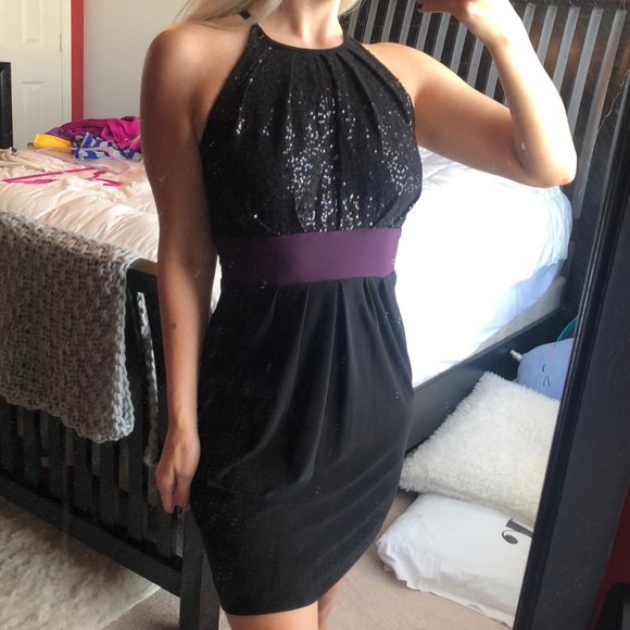 black and purple sequin dress